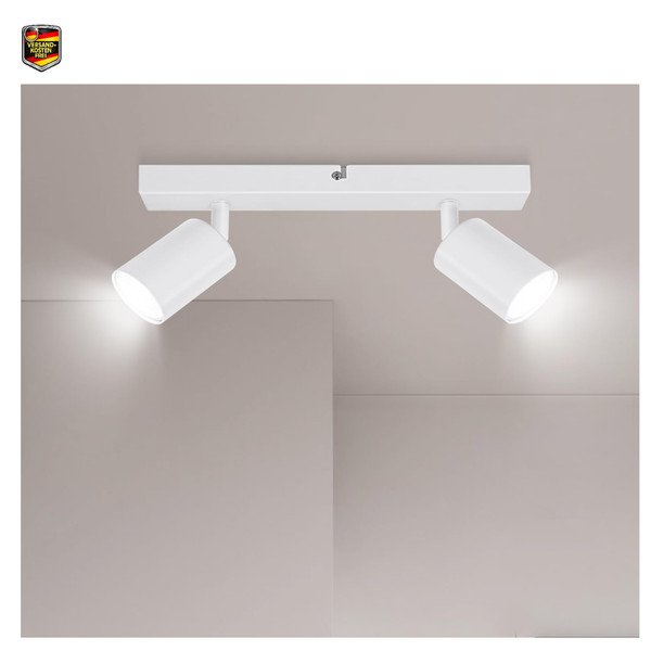 Deckenstrahler Led 2 Flammig Schwenkbar GU10 Weiß-image