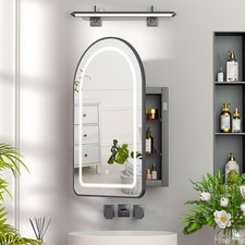 Arched Recessed Medicine Cabinet with Lights 3-Color Lighted Mirrored Cabinet