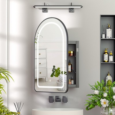 Arched Recessed Medicine Cabinet with Lights 3-Color Lighted Mirrored Cabinet