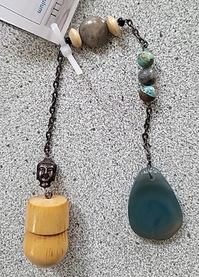 MAPLE Wood Pendulum 5th Throat Chakra, dowsing Energy Healing, Buddha blue gems