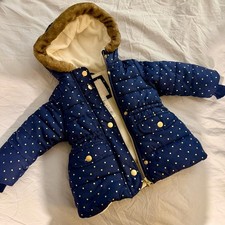 Carter's Navy Puffer Jacket with Gold Dots