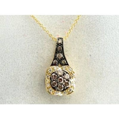 Le Vian 14K Gelbgold 18'' Halskette mit Anhänger 0,48 kt Vanille Schokolade Diamant