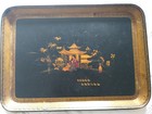 ANTIQUE 1840s ENGLISH HAND PAINTED PAPER MACHE CHINOISERIE TRAY HUGE 31"