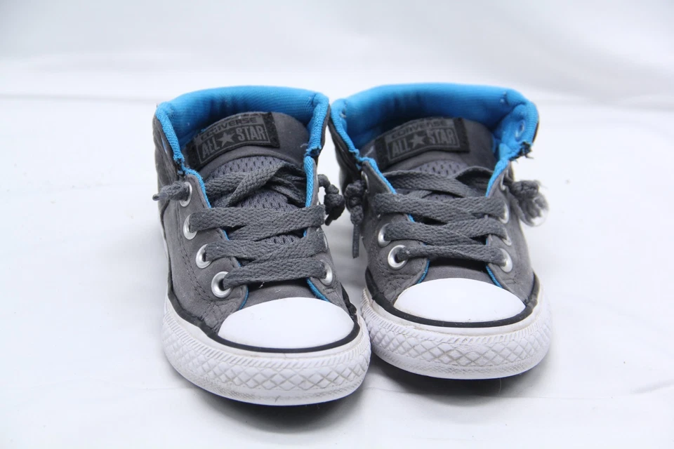 Converse All Star Zapatos Mid Top Zapatos Niños Juniors Talla 12 Gris Azul Tenis Foto 2 de 4