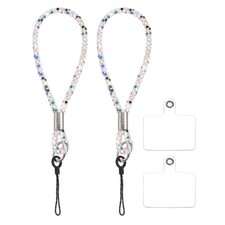2Pcs Bling Wristlet Keychain, Full Rhinestone Phone Lanyard, Color Mix