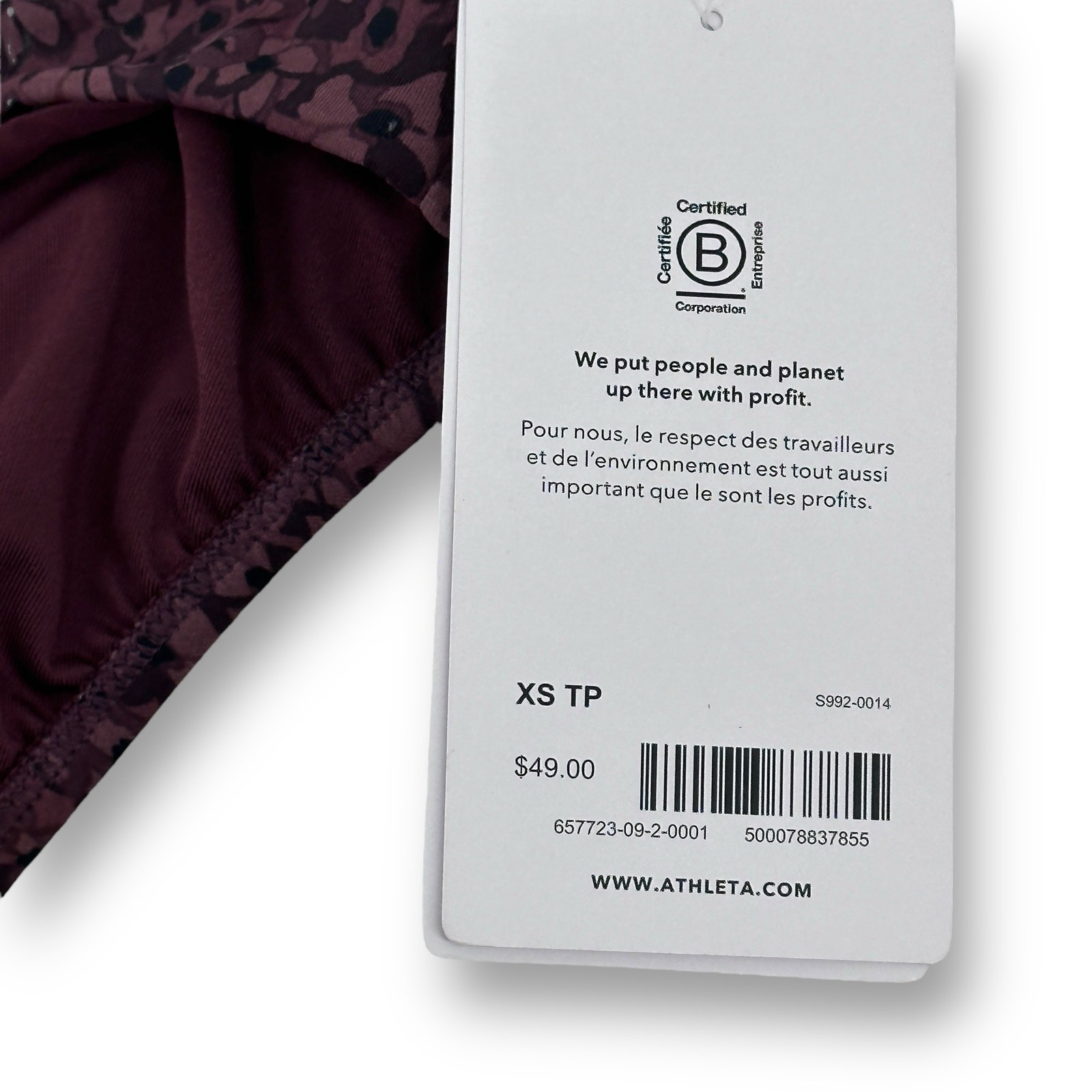 Athleta Clean Medium Bikini Bottoms Bathing Swim Suit Sz XS Maroon Floral Camo 