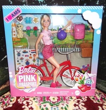 Mattel's Barbie Pink Passport Holland Doll W/Bicycle & Accessories Brand New