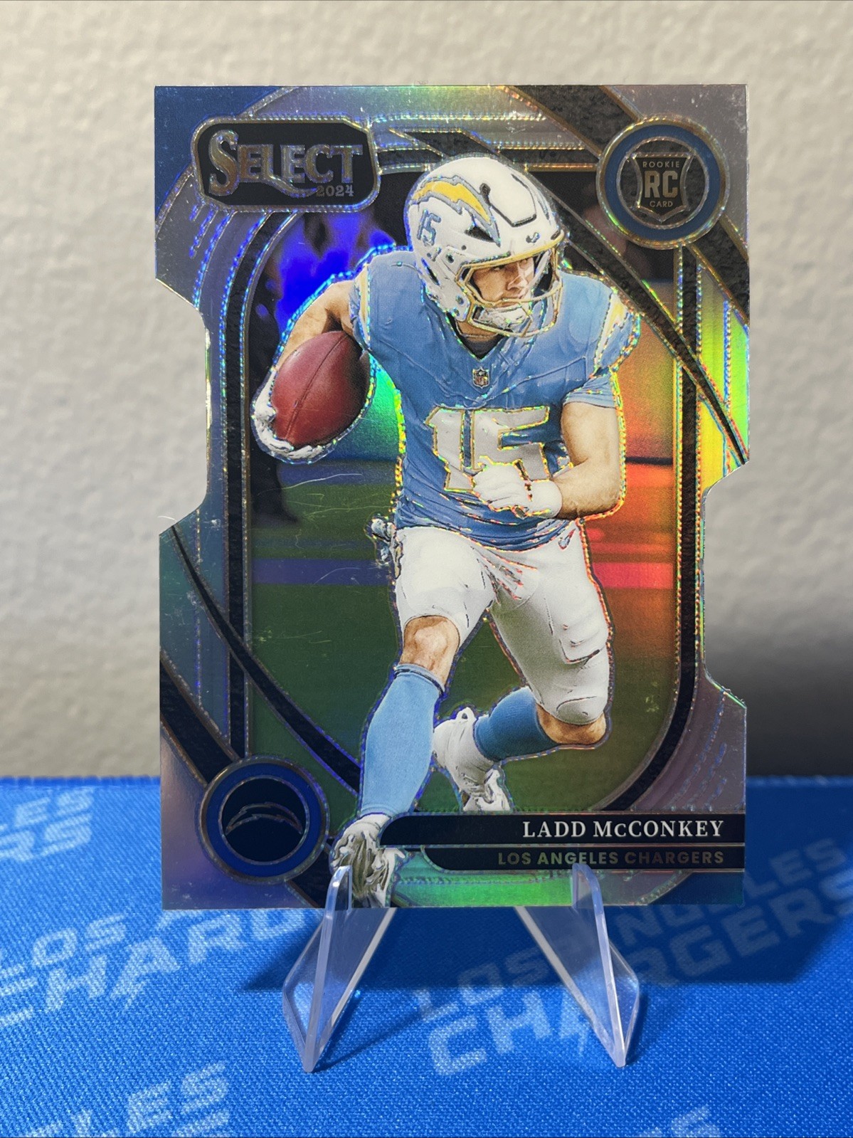 2024 Panini Select - Club Level Ladd McConkey #268 Silver Prizm Die-Cut (RC)