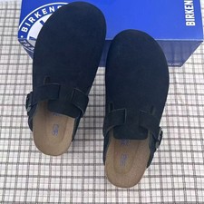 Birkenstock Boston Black Suede Leather Soft Footbed Unisex Shoes Size EU 37-45