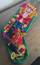 Vintage Needlepoint Cross Stitch Nutcracker Christmas Stocking