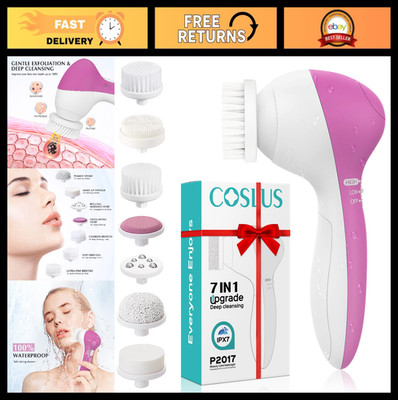 7-in-1 Electric Facial Cleansing Brush - Waterproof Silicone Exfoliating Scrubbe