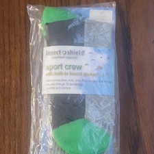 Insect Shield Sport Crew Socks Medium Gray Black Green Insect Protection Outdoor