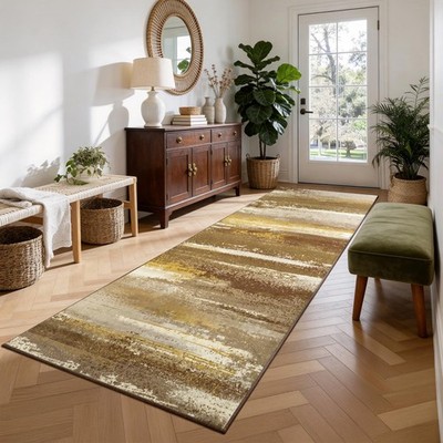 plumlik 2x6 Runner Rug for Hallway Kitchen: Modern 2' x 6' (Runner), Brown