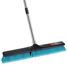 24" Push Broom, Heavy Duty Outdoor Commercial Broom for Cleaning