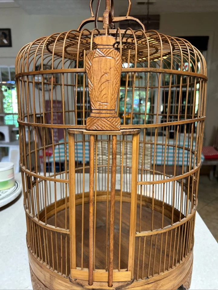 Q-Vintage Antique Bamboo Birdcage Asian Boho Chic Rare - Image 4 of 4