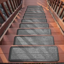 Non-Slip Rubber Stair Treads 5 Pack 10"x30" Indoor or Outdoor Patio Steps Gray