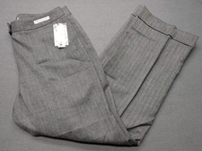 NWT Pendleton Pants Women's Size 14 Gray 100 Virgin Wool Lined Cuffed Trousers