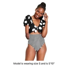 Tabitha Brown x Target Women’s Polka Dot Striped Tie Front One Piece Swimsuit S.