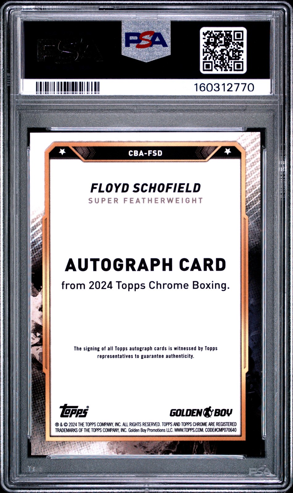 2024 Topps Chrome Boxing Chrome Boxing Auto Floyd Schofield Orange PSA 8 #/25 view 2
