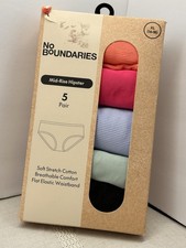 No Boundaries 5 Pair Women's Mid Rise Hipster Underwear Panties Cotton XL 16/18