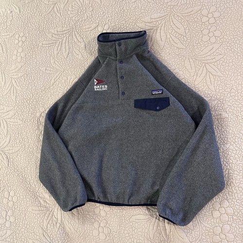 Patagonia Synchilla Snap-T Fleece Grey Embroidered Sz M Bates Sailing Pullover - Afbeelding 3 van 13