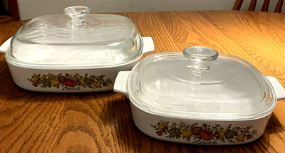 Corning Ware Le echalote Casserole A-10-B 2.5L + A-8-B 1.4L Spice of Life wLids