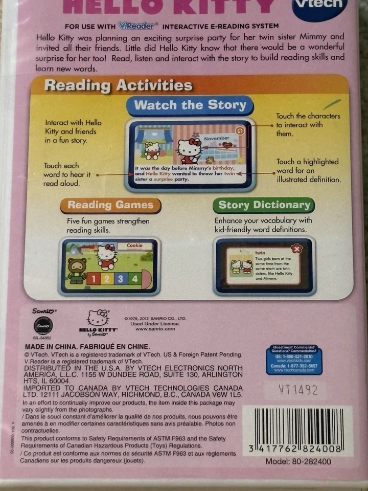 Vtech V.Reader Interactive Reading System Lot of 3 Games Tangled Hello Kitty El - Image 3 of 4