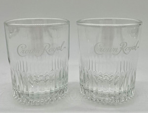Crown Royal Whiskey Logo Low Ball Rocks Glasses Cocktail Glasses Set Of 2