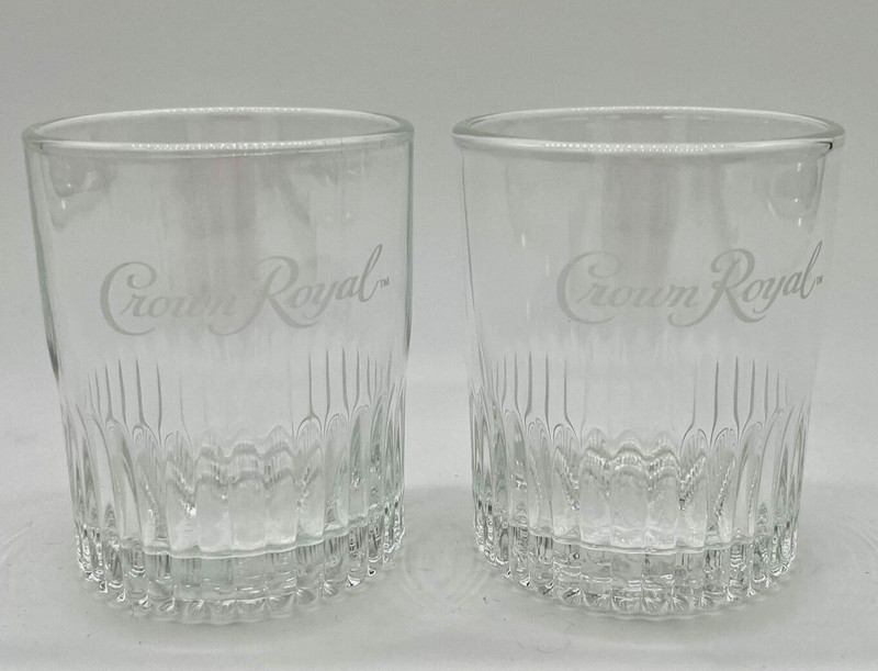 Crown Royal Whiskey Logo Low Ball Rocks Glasses Cocktail Glasses Set Of 2