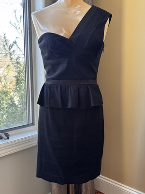 open lace back dress Taylor Women's One Shoulder Peplum Dress - Ebony