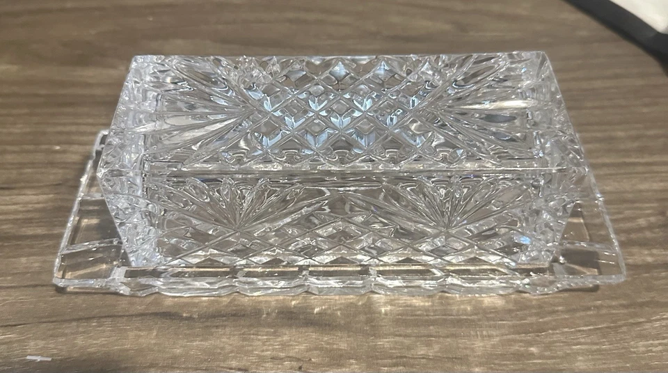 Plato de mantequilla cubierto de cristal vintage Shannon de Godinger piña pesado Foto 3 de 4