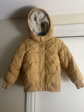 Abercrombie and Fitch Kids Winter Jacket Size 7/8 Mustard Faux Fur Lined