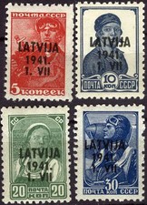 Latvia 1941 Russian Occupation MH (SC# 1N14-1N15, 1N17-1N18)