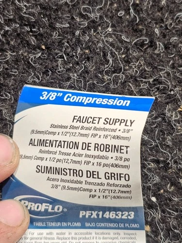 (QTY 20) PROFLO PFX146323 3/8" COMPRESSION 16" LENGTH FAUCET SUPPLY LINE - Picture 2 of 7