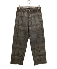 RED EAR          Ombre check wide straight pants gray 222603