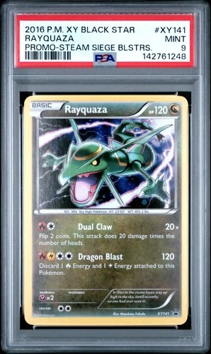 2016 POKEMON XY BLACK STAR PROMO STEAM SIEGE BLISTERS #XY141 RAYQUAZA PSA 9