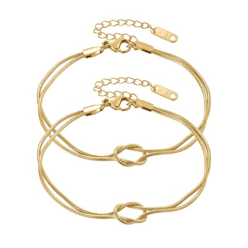 Gold Bracelets 18K Gold Plated Love Knot Bracelet Snake Chain Infinity Bracelet - Picture 1 of 6