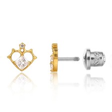 20G Hypoallergenic Titanium Screw Back Earrings G23 Implant Grade F136 Pier - 06