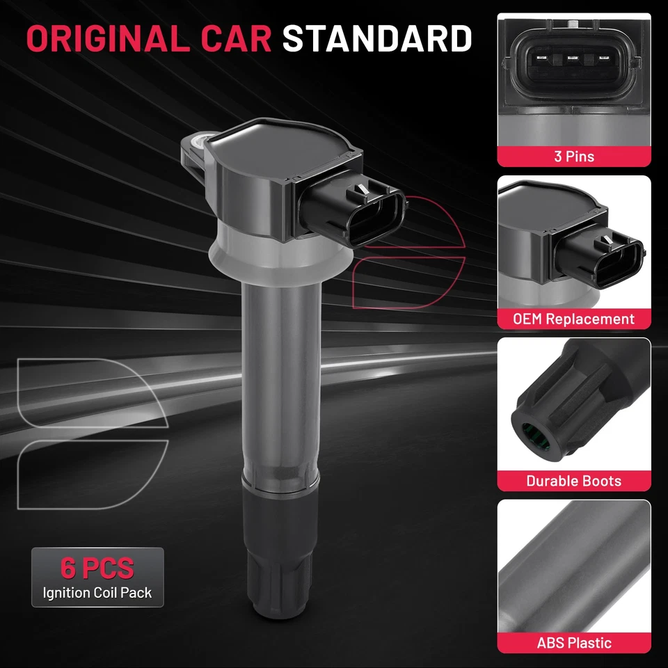 Set of 6 Ignition Coil + Tune Up Grease For 2010-2011 Mitsubishi Galant UF643 - Image 2 of 4