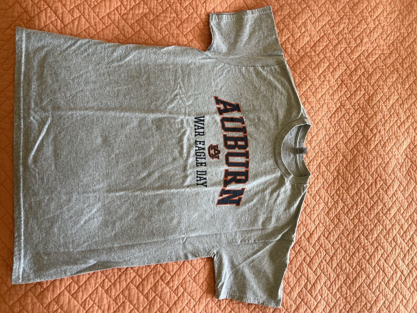 Auburn Tigers Shirt Mens Large Gray Short Sleeve Blue Spell Out War Eagle Day