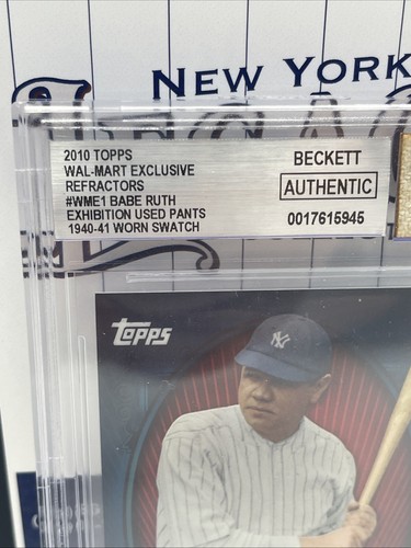 Babe Ruth Game Used Pants 1940-41 Swatch Yankees 2010 WME Refractor Beckett AUTH - Picture 4 of 7