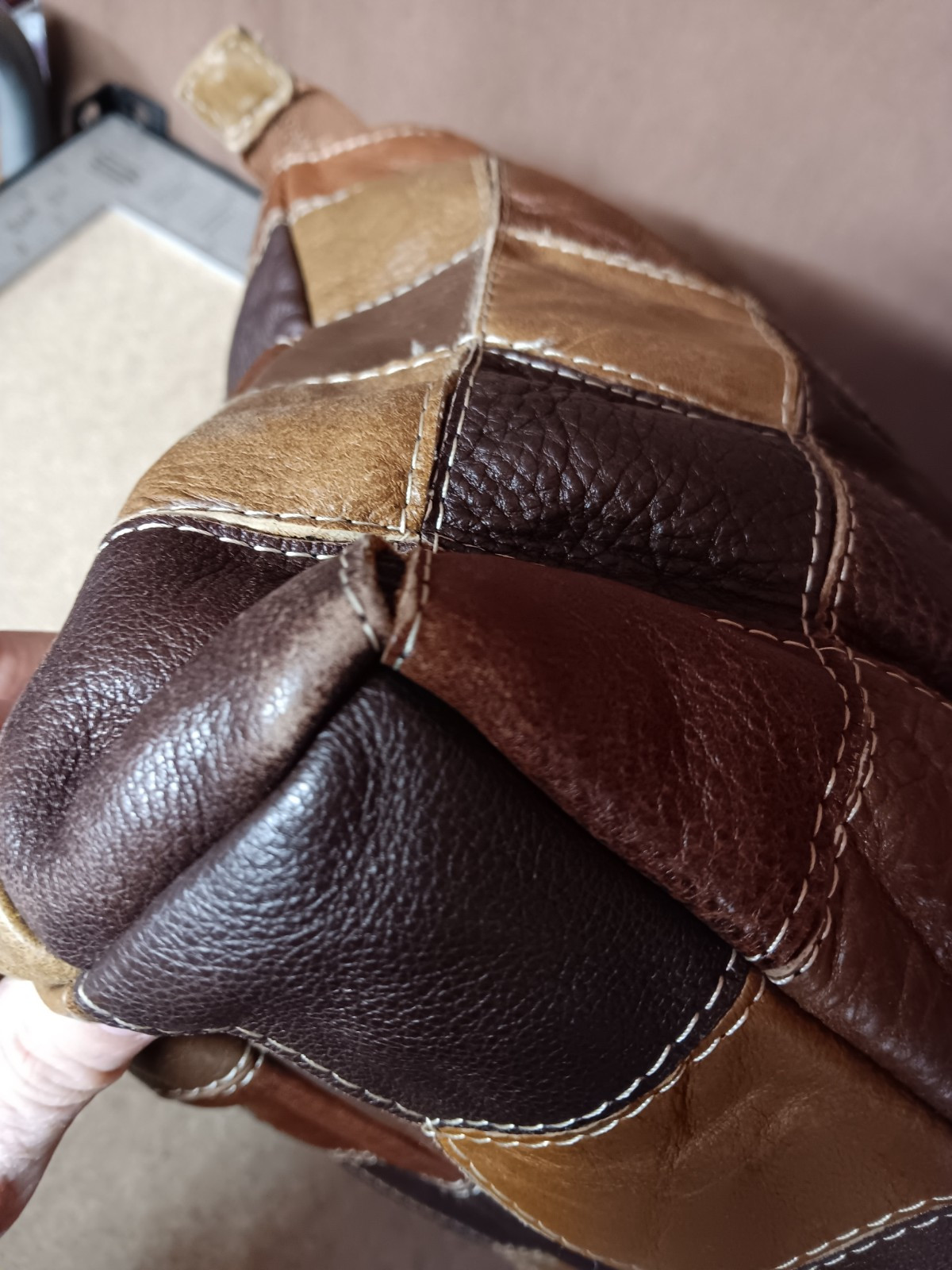 Unbranded Large Patchwork Leather Handbag Quilted… - image 7