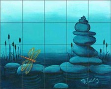 Dragonfly Tile Backsplash Debbie McCulley Art Ceramic Mural POV-DM010