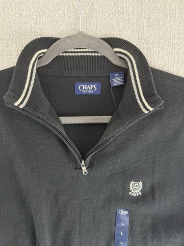 Maglione/maglione nero Ralph Lauren uomo Chaps 1/4 zip maglia pesante taglia L - Foto 3 di 18