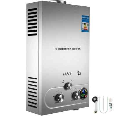 #ad VEVOR Hot Water Heater 18L 5GPM Tankless Natural Propane Gas Instant Boiler RV $134.99