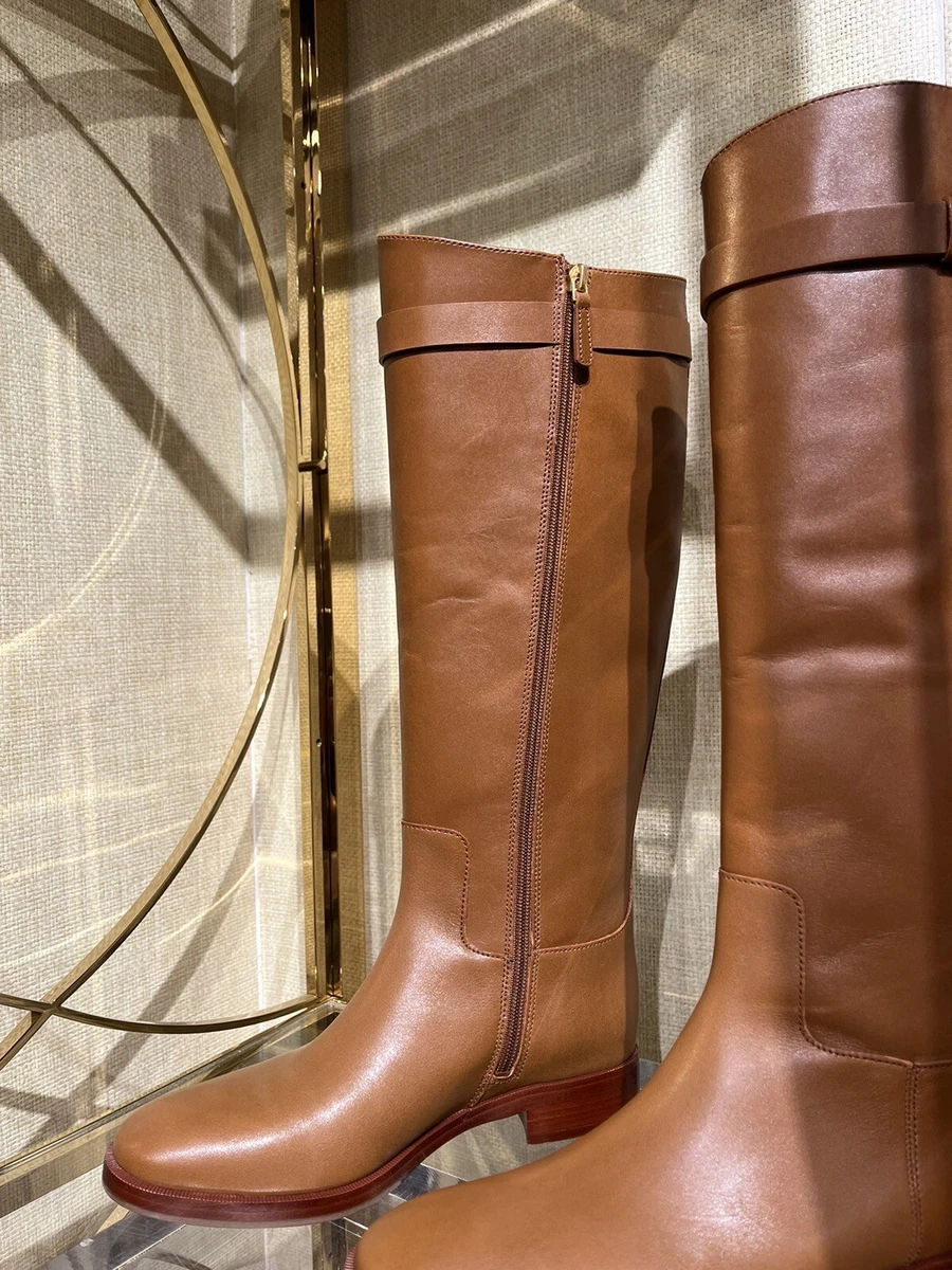 Tory Burch Everly Strap Riding Boot Sierra Tan Style 139167 Retail 528