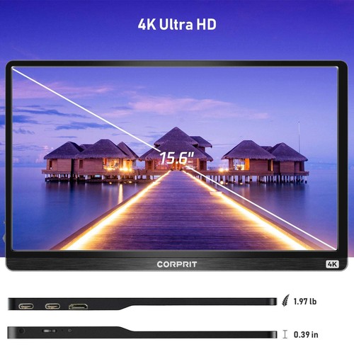 Portable Monitor, 3840×2160 15.6'' FHD 4K Laptop Monitor IPS Display with PC US - Picture 3 of 8