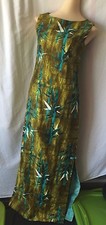 VTG Size Small Hawaiian Surf Pacific Maxi Dress Tiki Asian Flare Floral Beach