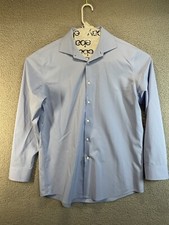 Perry Ellis Portfolio Dress Shirt 16.5 34/35 Long Sleeve Blue