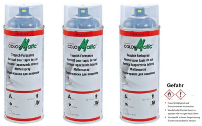 3x 400ml ColorMatic Teppich-Farbspray Textilfußmatten Teppichböden 369056